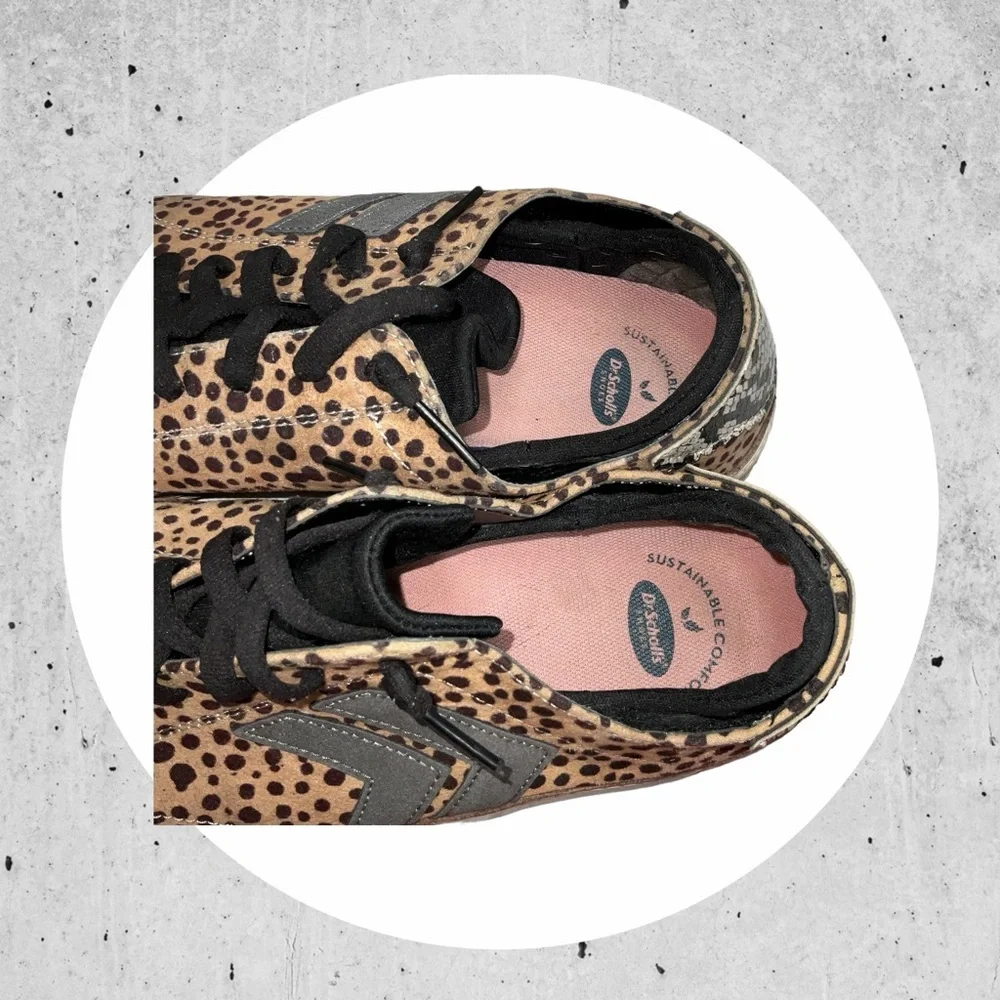 Dr. Scholl’s Tan/Brown Leopard w Gray & Black Accents Elastic Lace Sneakers Wm 9 - Picture 7 of 8